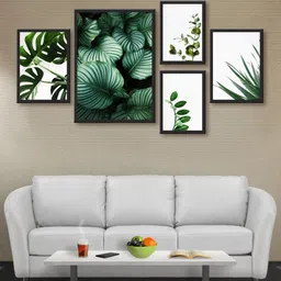 999Store Set of 5 White & Green Printed MDF Wall Art-image-26