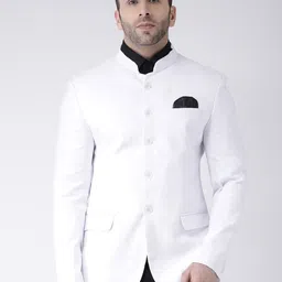 Hangup Men White Solid Bandhgala Blazer-picture-19