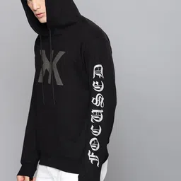 Kook N Keech Men Black Rubber Print Hooded Sweatshirt-picture-35