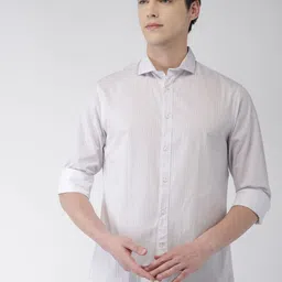 Celio Men White & Navy Blue Regular Fit Printed Casual Shirt-image-81