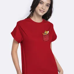 Bewakoof Women Red Jerry Printed Boyfriend T-Shirt-image-85