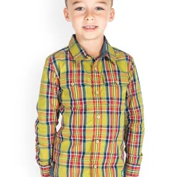 Cherry Crumble Boys Multicoloured Regular Fit Checked Casual Shirt-image-93