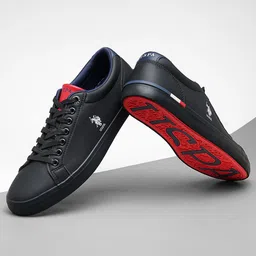 u.s. polo assn. U S Polo Assn Men Black PU Sneakers-picture-20