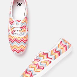 Kook N Keech Women Orange & Red Chevron Print Sneakers-picture-10