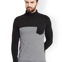 Hypernation Men Black & White Striped Slim Fit T-shirt-picture-18