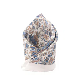 The Tie Hub Men White & Cream-Coloured Floral Printed Pocket Square-image-29