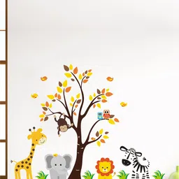 rawpockets Multicoloured Baby Wild Animals Printed PVC Vinyl Wall Sticker-image-10