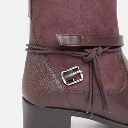 Allen Solly Women Buckle Detailing Block Heel Boots image 4