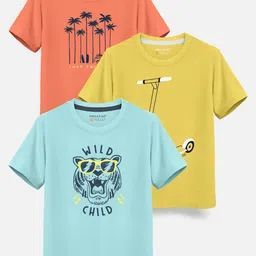 HELLCAT Boys Pack Of 3 Printed Cotton T-shirt-picture-31