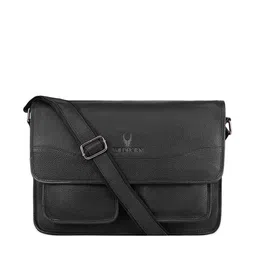 WildHorn Men Black Genuine Leather Messenger Bag-image-15