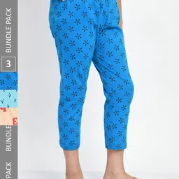 BAESD Girls Pack Of 3 Printed Pure Cotton Capris-image-76