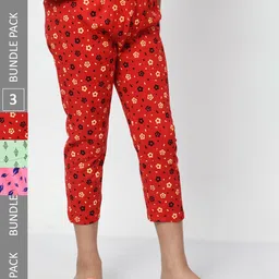 BAESD Girls Pack Of 3 Printed Pure Cotton Capris-image-98