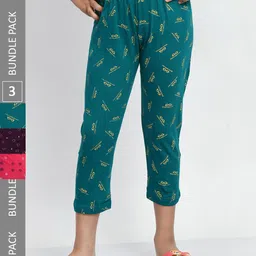 BAESD Girls Pack Of 3 Printed Pure Cotton Capris-image-58