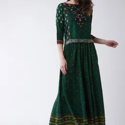 Pannkh Women Green Mughal High-Low Top With Kalidaar Palazzo-picture-6