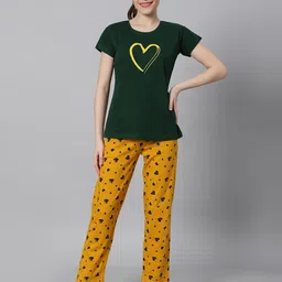 DZZO Charcoal & Mustard yellow Printed Night suit-picture-12