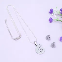 Golden Peacock Silver-Toned Snail-Charm Jewellery Set-picture-33