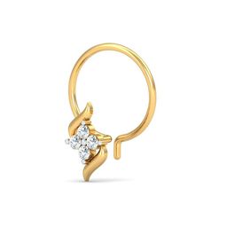 KUBERBOX 18K Yellow Gold Diamond Dvidal Nose Pin-picture-3