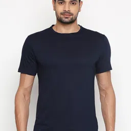People Men Navy Blue Solid Round Neck T-shirt-picture-38