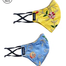 Ariana Women Pack Of 2 Intricate Floral Embroidered 2-Ply Reusable Cloth Masks-image-80