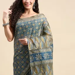 SHANVIKA Ethnic Motifs Printed Pure Cotton Saree-picture-16