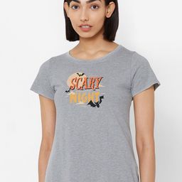 Soie Women Grey & Yellow Printed Lounge T-shirt-picture-2