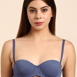 Triumph Blue Underwired Lightly Padded Half Coverage T-Shirt Bra-picture-10