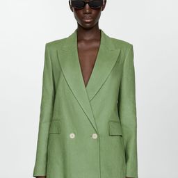 MANGO Pure Linen Double-Breasted Longline Blazer-picture-40