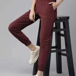 Roadster Women Maroon Solid Regular Fit Joggers-picture-27