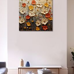 OLIVE TREE Beige & Orange Canvas Painting Wall Art-picture-20