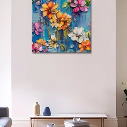 OLIVE TREE Blue & Orange Canvas Painting Wall Art-picture-25