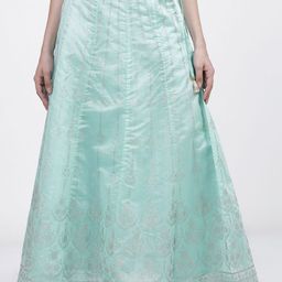 Vishudh Women Sea Green Striped Flared Maxi Skirt-picture-15
