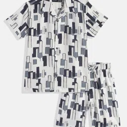 CAVIO Boys Printed Pure Cotton Shirt with Shorts image 1