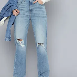Levis Women Straight Fit High-Rise Mildly Distressed Light Fade Pure Cotton Jeans-image-99