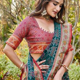 Satrani Woven Design Zari Pure Silk Patola Saree-picture-26