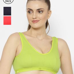 Floret Pack of 3 Solid Non-Wired Non Padded Workout Bra-picture-11
