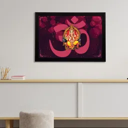 eCraftIndia Purple & Pink Lord Ganesha Satin Matt Textured UV Wall Art-picture-15