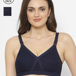 Floret Women Pack Of 2 Navy Blue Solid Non-Wired Non-Padded Everyday Bra Cross Fit-picture-29