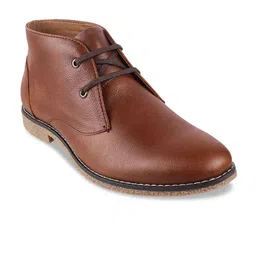 Metro Men Brown Solid Leather Mid Top Derbys-picture-37