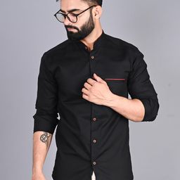 FUBAR Modern Band Collar Cotton Casual Shirt-picture-9