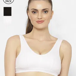 Floret Pack Of 3 White & Black Solid Non-Wired Non Padded Workout Bra-picture-46