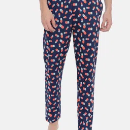 Bushirt Men Navy Blue Pineapple Printed Cotton Lounge Pants-image-10