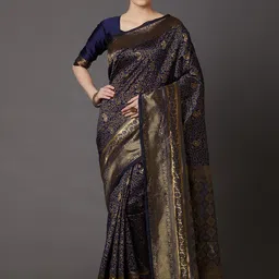 Saree Mall Women Navy Blue Banarasi Saree-picture-44