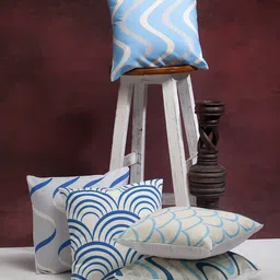Alina decor Blue & Off-White Set of 5 Geometric Square Cushion Covers-picture-13