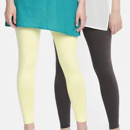 Dollar Missy Women Pack Of 2 Solid Cotton Ankle-Length Leggings-picture-44