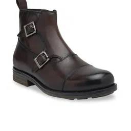 Teakwood Leathers Men Brown Mid-Top Leather Flat Boots-picture-11