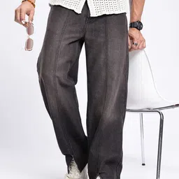 glitchez Men Street Touch Wide Leg Paneling Light Fade Jeans-picture-40