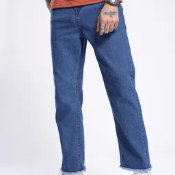 glitchez Men Cool Touch Straight Fit Frayed Cropped Jeans-picture-12
