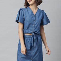StyleStone Women Blue Solid Shirt Dress-picture-22