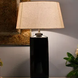 Homesake Black & White Solid Handcrafted Table Lamp with Shade-picture-19