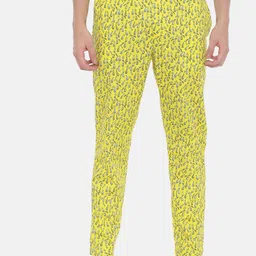 Bushirt Men Yellow Printed Cotton Lounge Pants-image-4